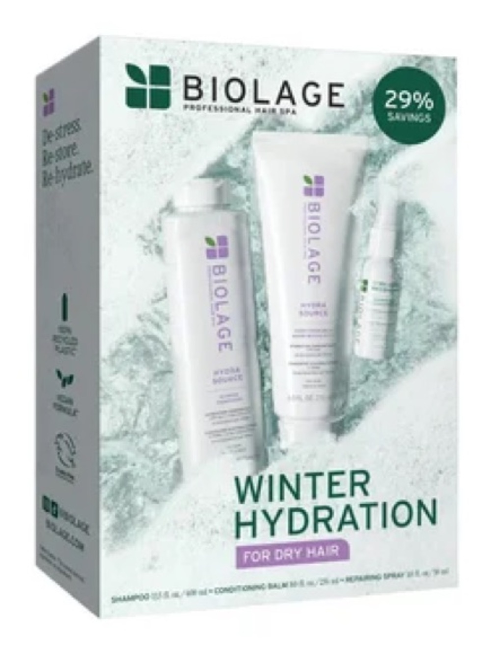 Biolage Winter Hydration 3 Piece Set, Shampoo, Conditioner Recovery Spray. NIB